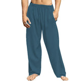 Riolio  New Men's Cotton Linen Loose Pants Male Summer Casual Solid Color Pants trousers Plus Size S-3XL
