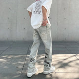 Riolio Autumn Gothic Letter Printed Baggy Jeans For Men Y2K Vintage Harajuku Straight Denim Trousers Hip Hop Fashion Jean Pants Hombre