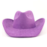 Riolio  Western Big Roll Brim Cowboy Hat Top Cap for Men Women Pink Cowgirl Hat Felt Fedora Hats Outdoor Riding Sun Hat