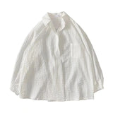 Riolio  Mens Korean Fashion Harajuku Streetwear Y2K Single Button Shirts Spring Autumn Oversized White Chic Tops Long Sleeve Ropa Hombre