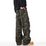 Riolio  Men Baggy Camouflage Ripstop Cargo Jeans Male Classic Straight Casual Denim Pants American Style Street Hip Pop Denim Trousers