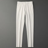 Riolio  Men's Clothing Business Striped Pants Cootrast Color Slim Casual Spring Straight England Banquet Mid Chic Ankle-Length Trousers