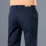 Riolio  Men's High Quality Pure Cotton Classic Solid Color Casual Pants Business Stretch Cotton Slim Straight Brand Trousers Male