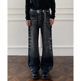 Riolio  Mens Straight Leg Jeans Business Casual Vintage Blue Denim Pants for Middle Aged Man Classic Fit man trousers