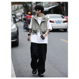 Riolio Vintage Tactical Outdoor Function ket f Body ort Zipper Vest Men's Loose Fit Summer Casual  Color