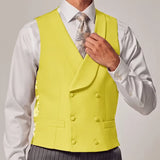 Riolio  Men Vest Sky Blue Solid Color Double Button With Lapel Waistcoat For Wedding Groom Business Formal Banquet Work Men Suit Vest
