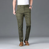 Riolio  Luxury Brand Men's Stripe Plaid Casual Pants Men Army Green Four Seasons High Quality Business Trousers Men's Slim Straight Pant