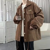 Riolio Autumn Corduroy Cargo Jacket For Men Y2K Vintage Embroidered Button Jacket New Casual Baggy Ropa Hombre Blouse Coats