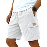 Riolio  Men'sShorts Solid Corduroy Shorts Male Drawstring Pocket Casual Beach Half Pants Loose Shorts Mens Clothing Plus Size S-5XL
