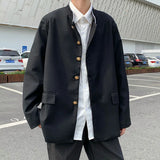 Riolio BACK TO SCHOOL OUTFIT Japanese College Uniform Jacket Stand-up Collar Suit Jacket Top Men's Spring Summer College Wind Trend Men Coat School Uniform