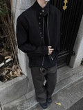 Riolio American Retro Multi-button Stand Collar Design Jacket Men Korean Hip Hop Coat High Street Hip-hop Solid Color Classic Jacket