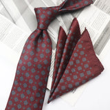 Riolio  2PCS Neck Tie Set Casual Floral Printed Neckties Oversized 9cm Luxury Striped Silky Neck Ties For Men Pocket Square Groom Hanky