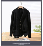Riolio Korean Version Retro Hand-woven Twisted Twisted Sweater Men's Spring Autumn Thickened Sweater Lapel Cardigan Trendy Jacket Chic