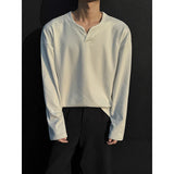 Riolio  Autumn Thick T-shirt Men Warm Fashion Casual V-neck T Shirt Men Streetwear Korean Loose Long Sleeved T-shirt Mens Top M-3XL