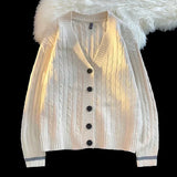 Riolio Autumn Winter New Solid Color Fried Dough Twists Wool Cardigan Men's Fashion Loose Comfortable Knitting Long Sleeve Warm Clothes
