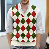 Riolio  Mens Clothes British Style Vest Men Checkered Vest Knitted Pullover Waistcoat Men'S Sleeveless Sweater Knit Vest Man Chaleco Lan