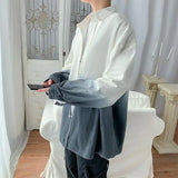 Riolio  Hong Kong Style Small Fresh Gradient Color Long-sleeved White Shirt Korean Style Trendy Shirt Men's Versatile Loose