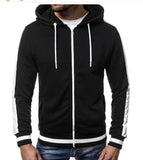 Riolio  New Casual Sweatshirt Zip-Up Hoodies With White Stripes Color Block Cardigan Long Sleeve Sportswear Comfortable Hooded Jacket