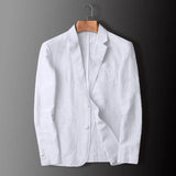 Riolio Man Blazer Thin Linen Blazer Mens Summer White Single Suit For Men Cotton Sunscreen Blazer Jacket Men Slim Fit Casual New