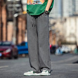 Riolio  Retro Pants Men Summer Loose Straight Pants Casual and Versatile Solid Color Pants