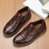 Riolio  New Casual shoes Retro Men's Derby Shoes Men Fashion Leather Shoes