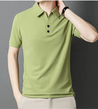 Riolio  Cool Silk Short Sleeve Polo Shirt Business Casual Solid Color Seamless Top