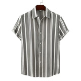 Riolio  Fashion Men's Shirt Shorts Sleeve Striped Print Clothing Men Social Luxury Wear Hawaiian Elegant Classic Shirts For Male Tops
