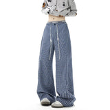 Riolio Men Checkered Casual Pants American Retro Loose Straight Pants Man Fashion Plaid Streetwear Spring New Hip Hop Trousers