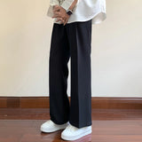 Riolio Summer Black Suit Pants Men Fashion Social Mens Dress Pants Korean Loose Bell-bottoms Pants Men Mens Office Formal Trousers