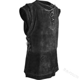 Riolio Gothic Men's Bandage Pirate Renaissance Knight Waistcoat Tunic Jacket Vintage Warrior Men Medieval Sleeveless Vest