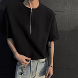 Riolio  Zip T Shirt Men Short Sleeve Summer Trendy Casual Fashion All-match Shirt
