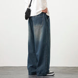 Riolio Plus Size M-8XL Baggy Jeans Men's Blue Black Streetwear Elastic Waist Y2K Trousers Fashion Straight Leisure Wide Denim Pants