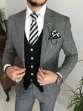 Riolio  Daily Grey Business Suit Set 3 Pieces Blazer Vest Pants For Men,Notched Lapel Tuxedo Wedding Prom Wear,Customized Men's Suits
