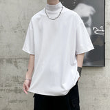 Riolio  Streetwear Turtleneck Men Tshirt Solid Hip Hop Male Oversized T shirts Man Casual Short Sleeve Top Tees Black/White/Purple