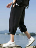 Riolio  Silky Thin Summer Casual Pants Loose Straight Leg Sport orts for plus Size Men Trendy Seven-Foot Length Boys Faionable