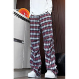Riolio  casual pants  men 2025 New Autumn Men Plaid Pants Loose Straight Leg Casual Trousers Trendy Youth Fashion Comfortable