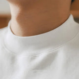 Riolio  Small Neck T-shirts Men 350gsm Cotton Solid Color Male Short-sleeved T-shirt Spring Summer Loose Bottoming Shirt Casual T Shirts