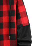 LUCLESAM Men Plaid Splicing Hoodie Mens Fashion Streetwear Classic Flannel Long Sleeve Hooded Shirts sudaderas hombre