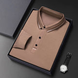 Riolio  Spring Autumn Middle-aged Men's Long Sleeve Polo Shirt