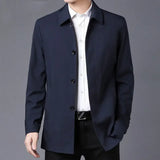 Riolio Casual Business Lapel Windbreak Jackets Men Coats New Brand Top Quality Spring Men's Trench Coat Solid Color Mid-length Jacket
