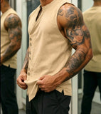 Riolio  Men's Vest Sleeveless Casual Sports T-Shirt Breathable Lightweight Soft Comfortable Fashion All-match Daily Workout Tops