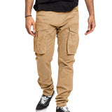 Riolio  independent station spring and summer new plus size men's cargo pants solid color multi-pocket casual pants men's model