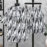 Riolio Shirts + shorts 2025 summer Sportswear Men's fashion short sleeve Sets Male shirts and shorts Casual oversize men set Two Piece