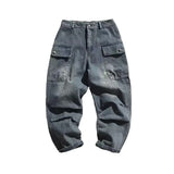 Riolio  Spring and Autumn New Solid Color American High Street Straight Leg Workwear Jeans Men's Casual Loose Sports High-Quality Pants