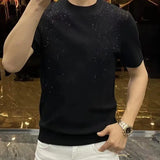 Riolio  New Summer Men Versatile Half-sleeved Slim Fit T-shirt for Business Round Neck Versatile Pullover
