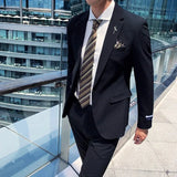 Riolio  Hot Sale Of The Season Fashionable Men's Casual Striped Suit Set Business Professional Three-piece Suit Trendy Wedding Wear Male