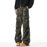 Riolio  Men Baggy Camouflage Ripstop Cargo Jeans Male Classic Straight Casual Denim Pants American Style Street Hip Pop Denim Trousers