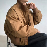 Riolio  American flight jacket men's autumn baseball Jacket Men Stand Collar Thick Bomber Jacket Mens Casual Zip Up Short Jacket