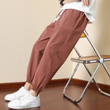 Riolio Summer Straight Loose Youth Fashion Mens Pants Casual Solid Quick Drying Ice Silk Sports Pants Sweatpants Thin Large Trousers