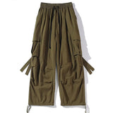 Riolio  Spring Autumn Solid Color Pockets Fashion Long Pants Men All Match Cargo Pants Casual Loose Trousers Pure Cotton Male Clothes